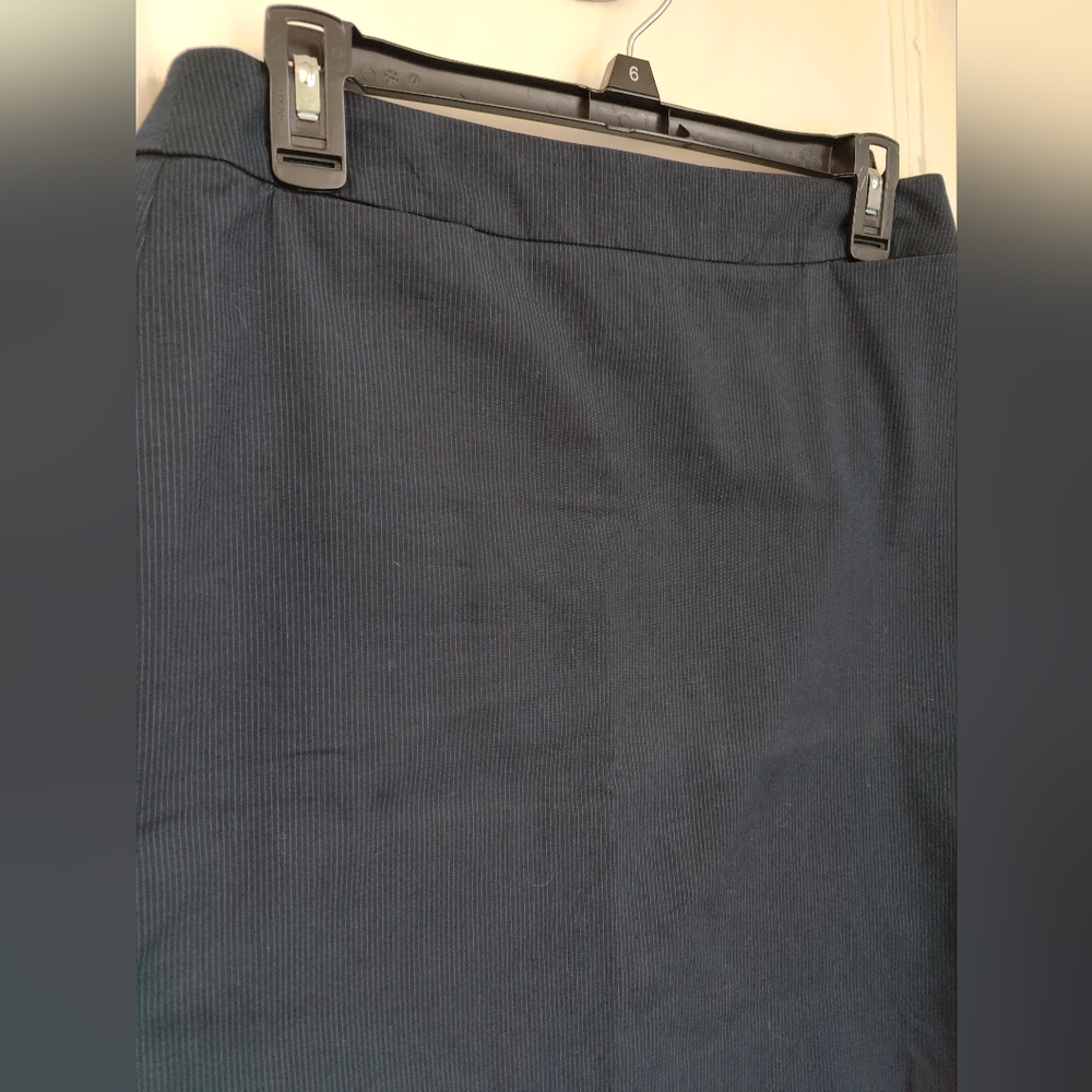 Dark blue with lighter blue pinstripes pencil skirt